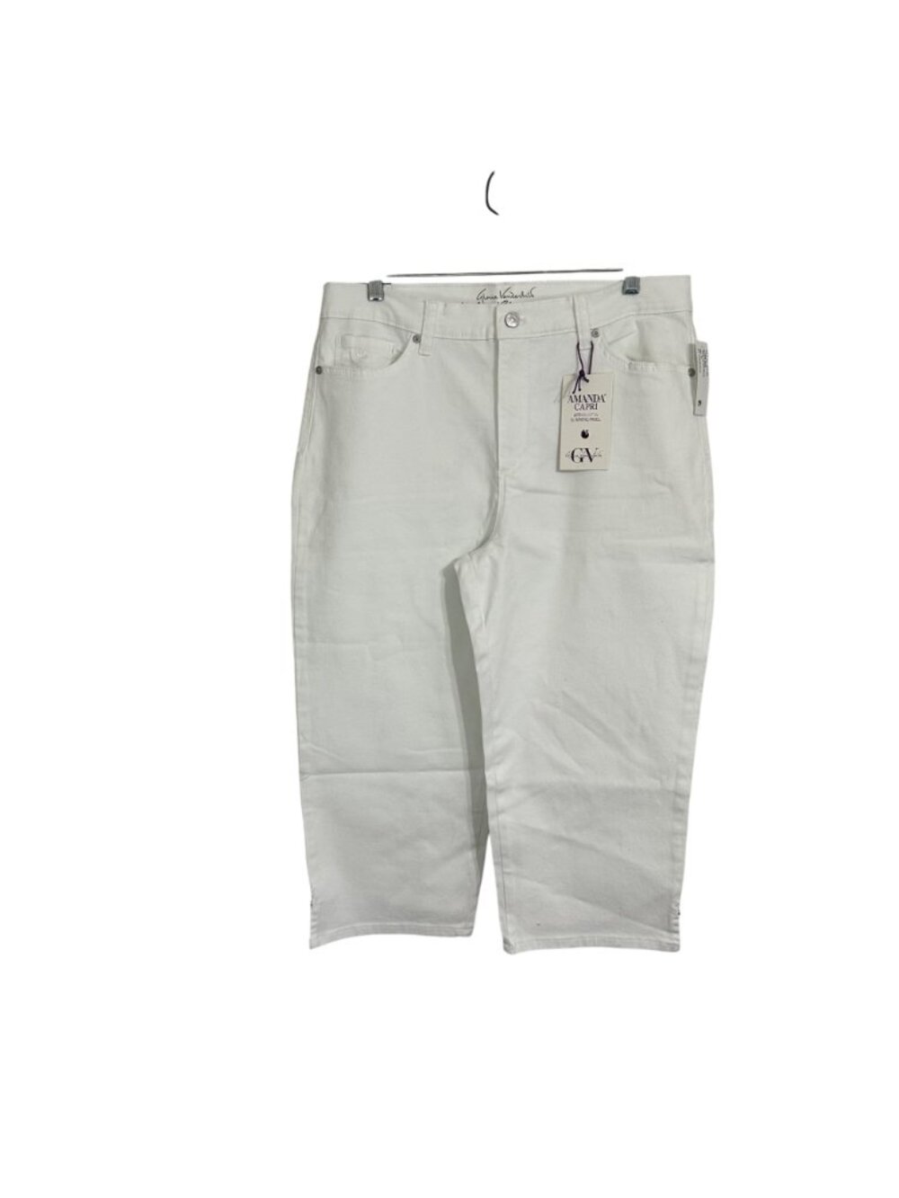 NWT Gloria Vanderbilt Womens Amanda Capri Pants White SZ14 Coastal Travel Resort - Picture 2 of 13